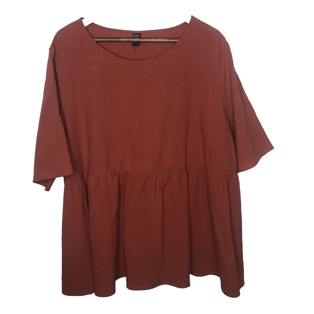 Emory Rose Tunic Top Shirt 100% Cotton Short Sleeve Women's Size 4XL‎ Rust